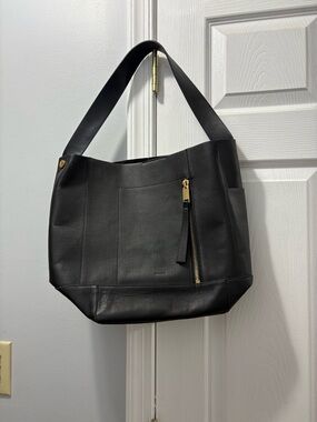 ALLSAINTS Alba Hobo Bag Black Leather Gold Hardware-STRAP IS TWISTED